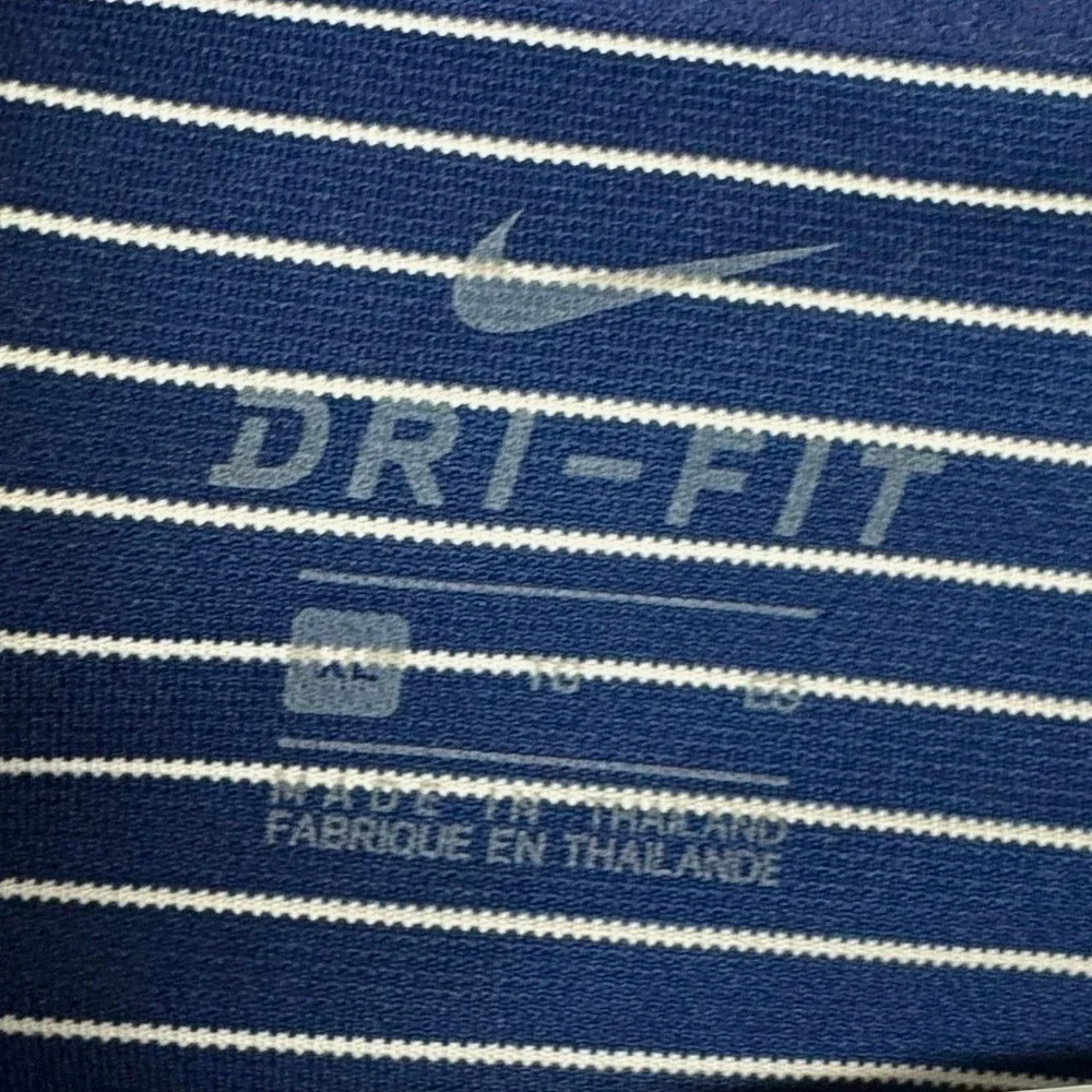 Nike Golf Polo Shirt Men Navy Dri-Fit Striped XL Athletic Activewear Outdoor